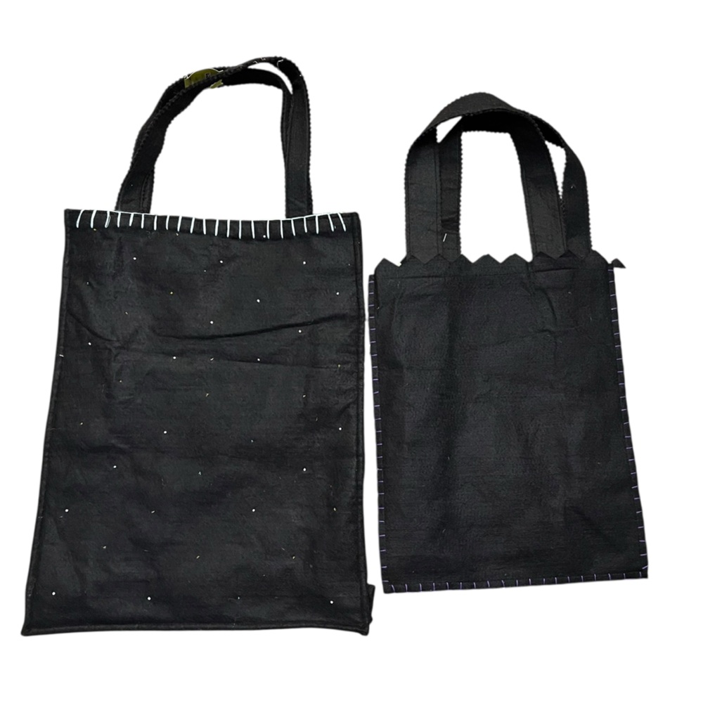 Vintage Halloween Trick or Treat Tote Bags Felt Ghost Bat Sequin Embroidery 2 pc - Picture 2 of 10